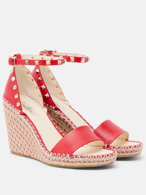 Valentino Double Rockstud leather espadrille wedges
