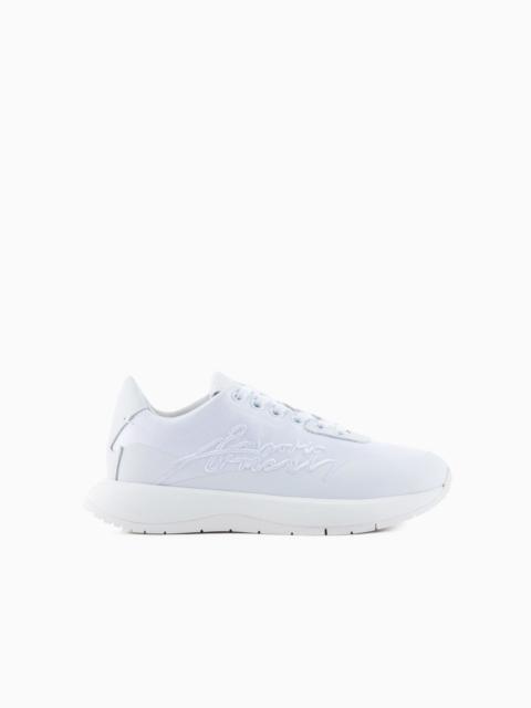 EMPORIO ARMANI Nylon sneakers with Travel Essentials signature logo embroidery