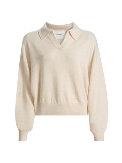 LISA YANG Women's Katriel Cashmere Open Collar Sweater - Oat