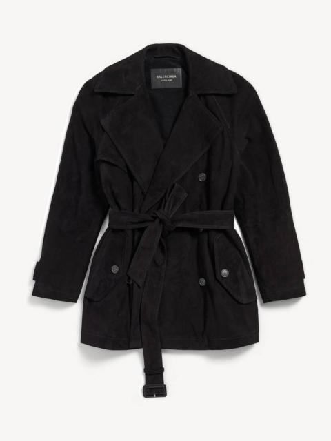 BALENCIAGA Women's Cocoon Short Trench in Black