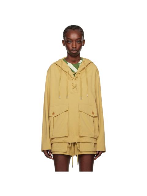 Dries Van Noten Tan Lace-Up Hoodie