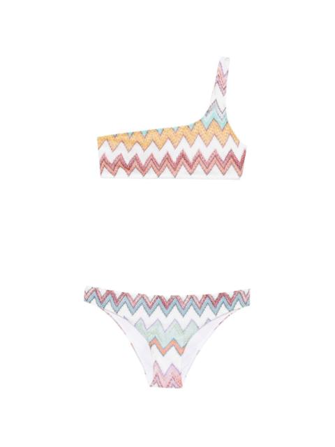 Missoni zigzag-knit one-shoulder bikini