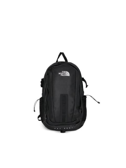 The North Face logo-embroidery leather backpack