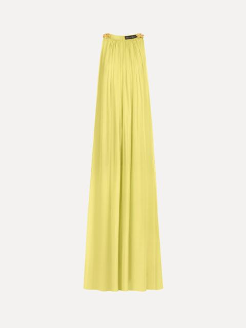Oscar de la Renta HIBISCUS-DETAIL SILK CHIFFON CAFTAN