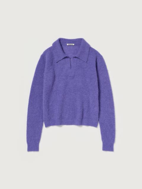 AURALEE BABY SURI ALPACA SHEER KNIT SKIPPER POLO