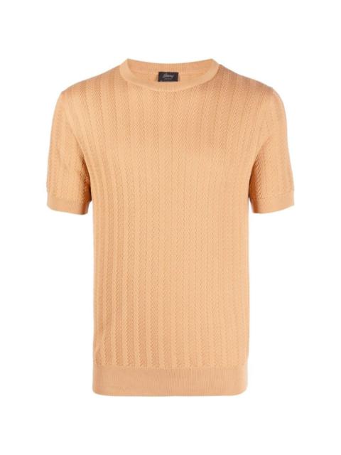 cable-knit cotton T-shirt