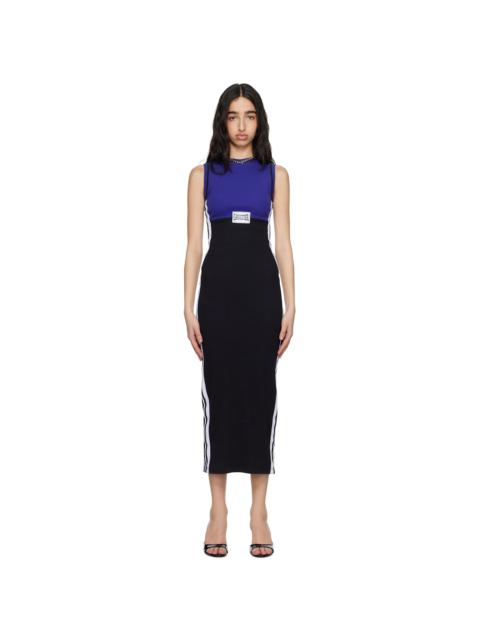 Jean Paul Gaultier Navy & Black Cotton Ribbed Midi Dress