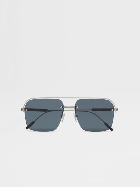 ZEGNA SHINY GUNMETAL METAL SUNGLASSES