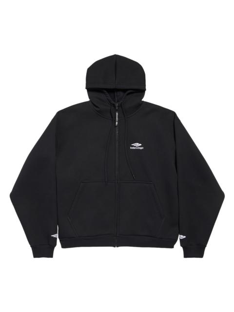 BALENCIAGA Men's 3B Sports Icon Zip-Up Hoodie - Washed Black White