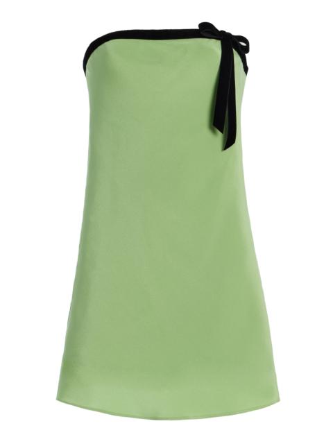 RODARTE Velvet-Trimmed Silk Crepe Bias Mini Dress green