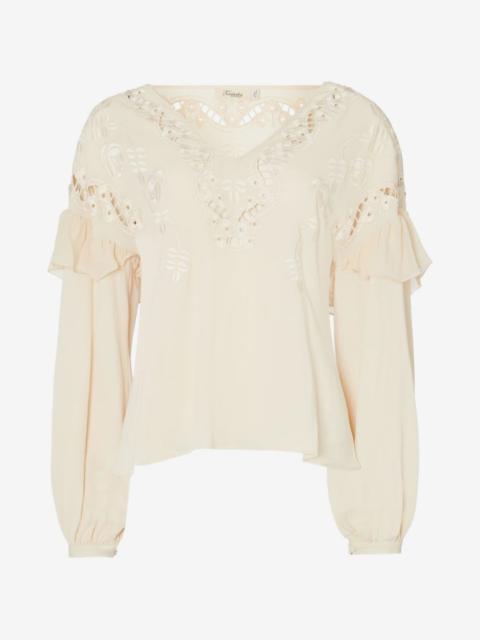 Temperley London Daphne ruffled embroidered blouse