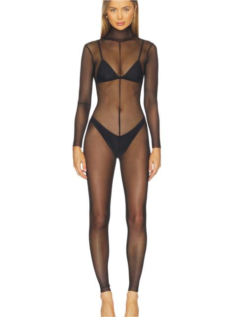 NORMA KAMALI Long Sleeve Slim Fit Turtleneck Catsuit