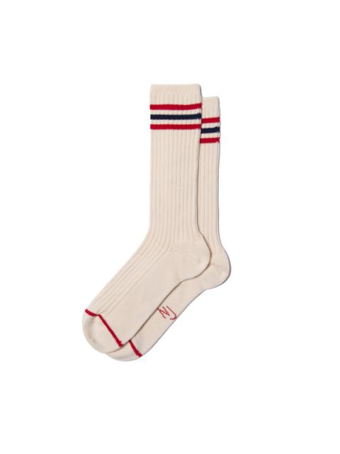Nudie Jeans Women Tennis Socks Retro Offwhite/Red