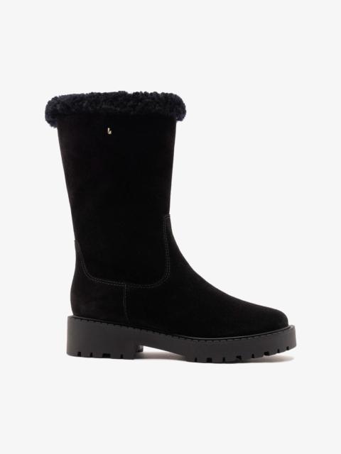 Larroudé Harper Shearling Boot Black Suede