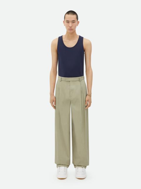 Bottega Veneta Wide Leg Cotton Twill Chino Trousers