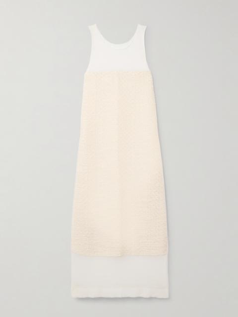 KHAITE Miriele Tweed-paneled Knitted Maxi Dress