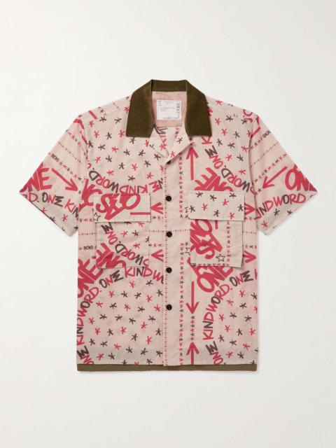 + Eric Haze Velvet-Trimmed Printed Poplin Shirt