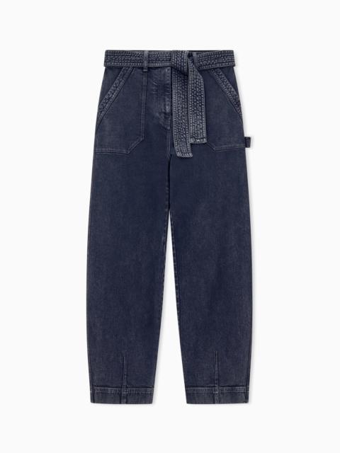 GIORGIO ARMANI REGULAR FIT BELTED CARGO JEANS IN STRETCH COTTON DENIM