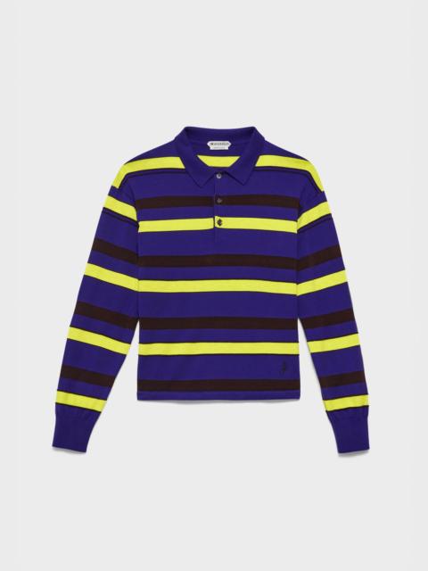 JW Anderson WOMENS KNITTED STRIPED RUGBY POLO TOP IN ULTRAVIOLET