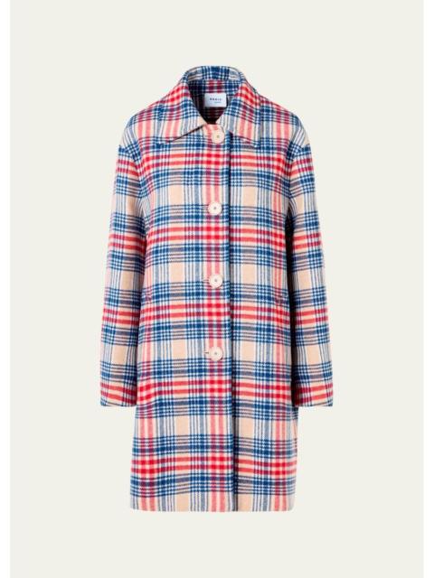 AKRIS Check Wool Single-Breasted Mid-Length Coat