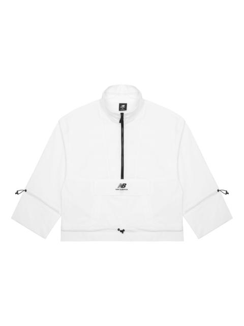 New Balance (WMNS) New Balance Logo Printing Half Zipper Sports Woven Stand Collar White Jacket AWJ13321-IV