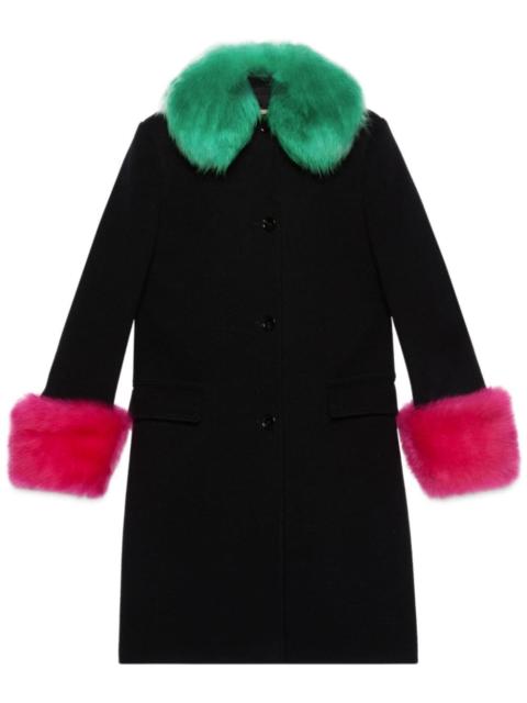GUCCI shearling-collar cashmere coat