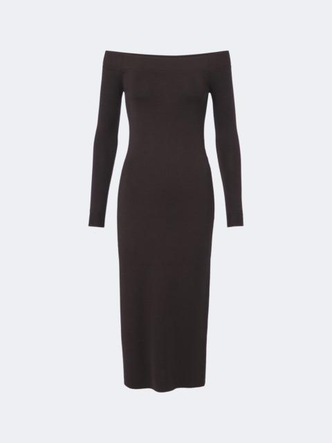 TOM FORD Off-shoulder wool and silk midi dress