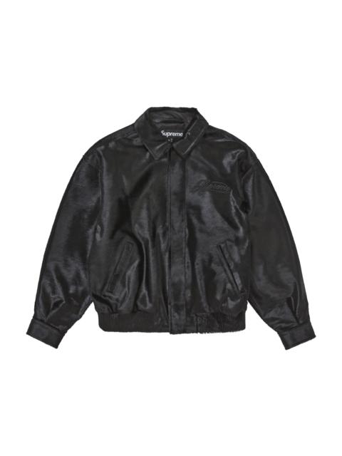 Supreme Supreme Woven Leather Varsity Jacket Black | REVERSIBLE