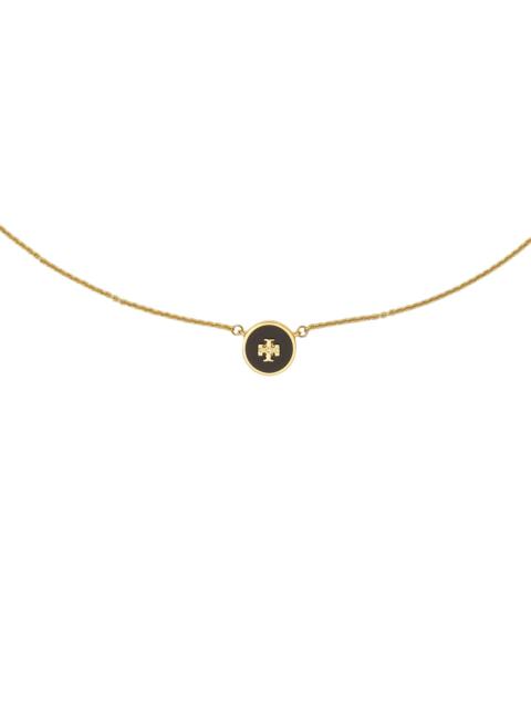 TORY BURCH Women's Kira 18K-Gold-Plated & Enamel Logo Pendant Necklace - Gold Black