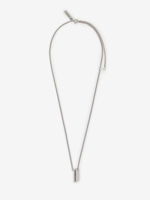 Burberry Logo Engraved Palladium-plated Necklace