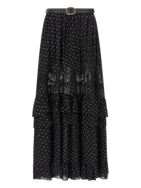 self-portrait chiffon lace maxi skirt