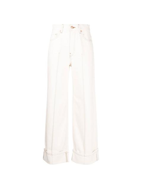 ULLA JOHNSON logo-patch wide-leg jeans