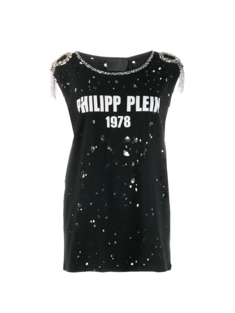 PHILIPP PLEIN embellished distressed T-shirt