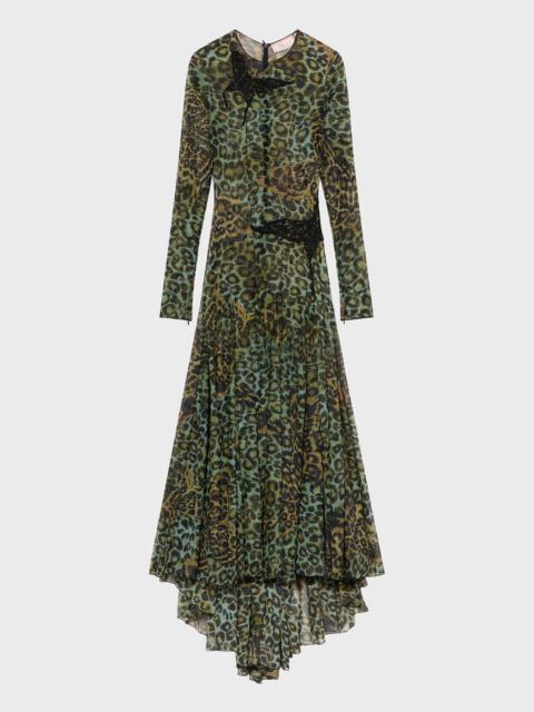 Blumarine JERSEY PRINT DRESS WITH MACRAMÉ EMBROIDERY