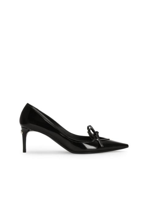 ribbon-tie leather pumps