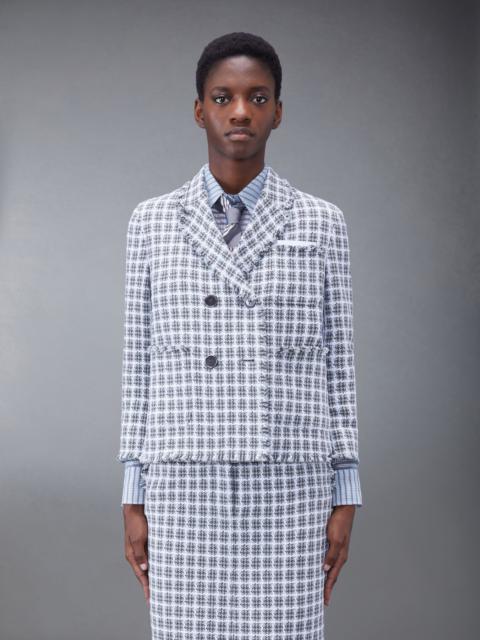 Thom Browne Check Summer Tweed Fray Cropped Sack Sport Coat