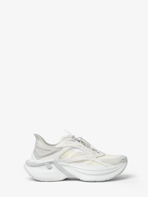FENDI Fendi F-Light White leather and mesh low-tops