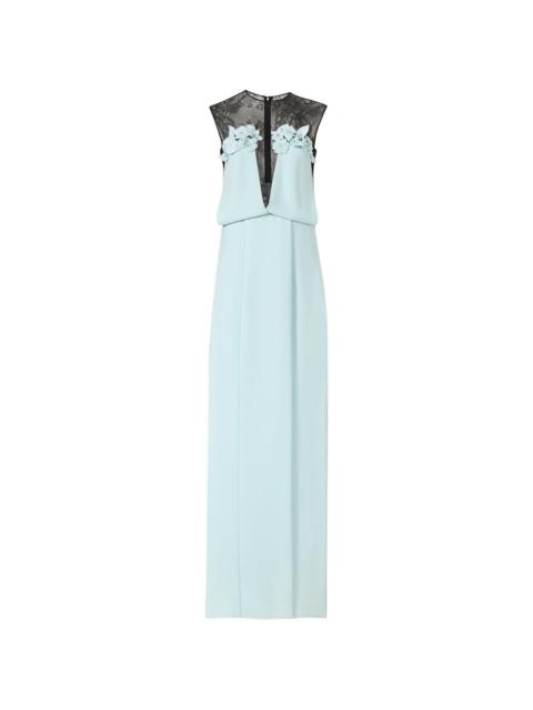 COSTARELLOS Liora chantilly-lace floral-appliqué maxi dress