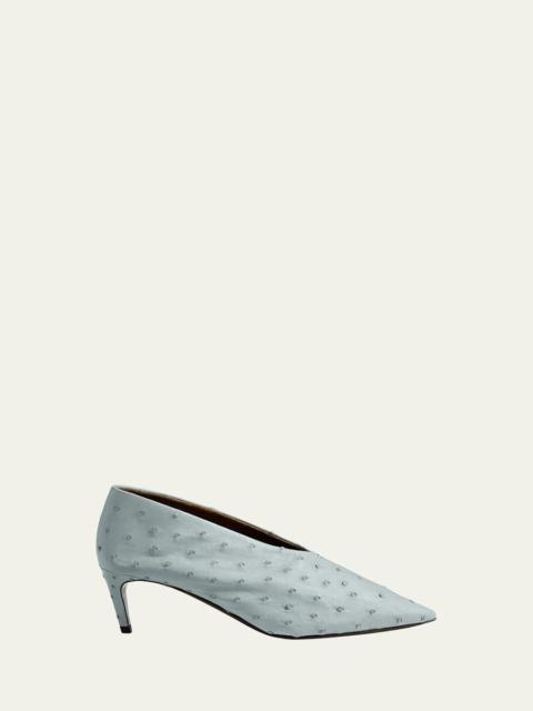 KHAITE 50mm Miriam Ostrich-Effect Leather Pumps