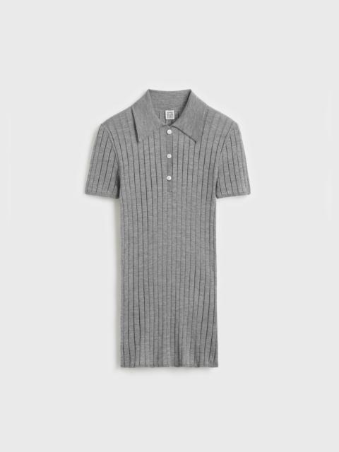 TOTEME Ribbed cashmere silk polo grey melange