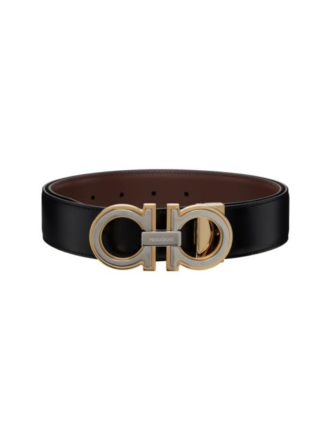 FERRAGAMO Black Reversible & Adjustable Gancini Belt