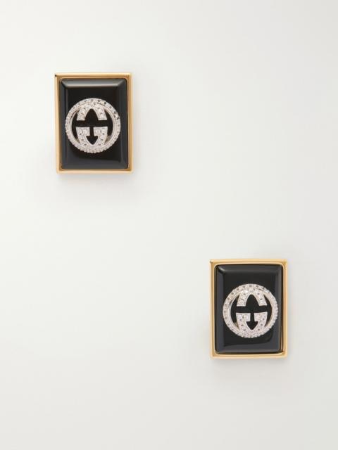 GUCCI Crystal-embellished gold-tone resin earrings Black