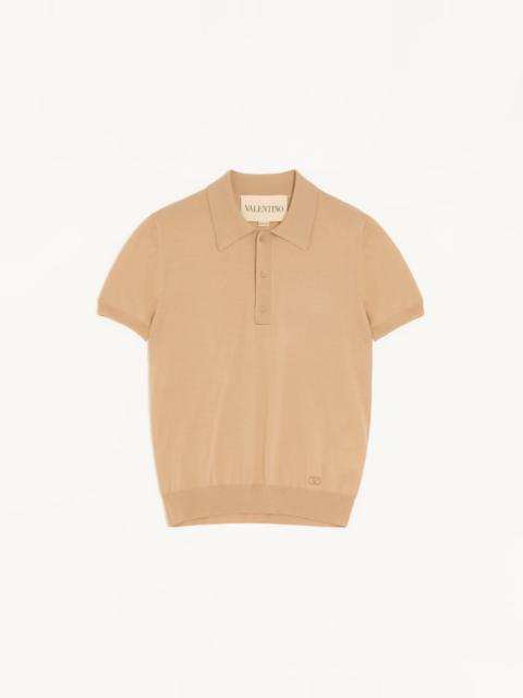 Valentino VALENTINO WOOL POLO SHIRT WITH VLOGO EMBROIDERY