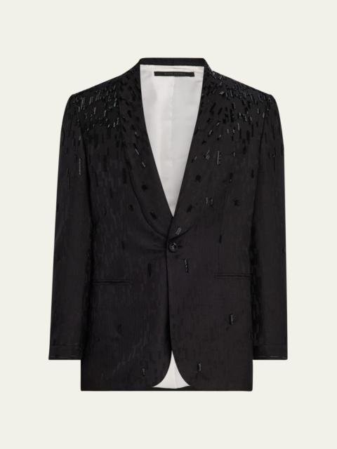 Brioni Men's Embroidered Herringbone Dinner Jacket