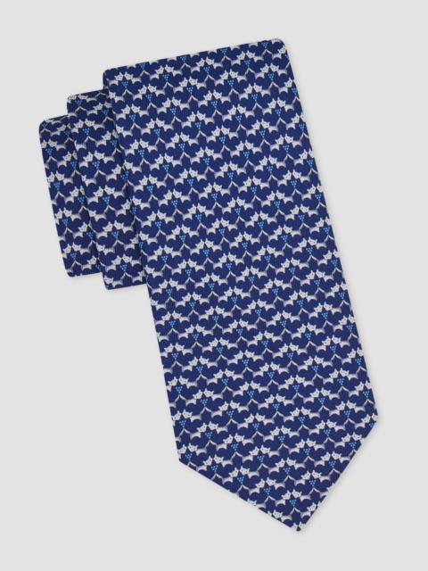 FERRAGAMO Men's Fox Print Silk Tie - Blue Royal