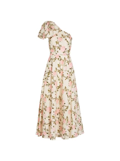 GIAMBATTISTA VALLI Rosier-print one-shoulder dress | REVERSIBLE