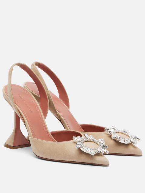 Amina Muaddi Begum embellished suede slingback pumps