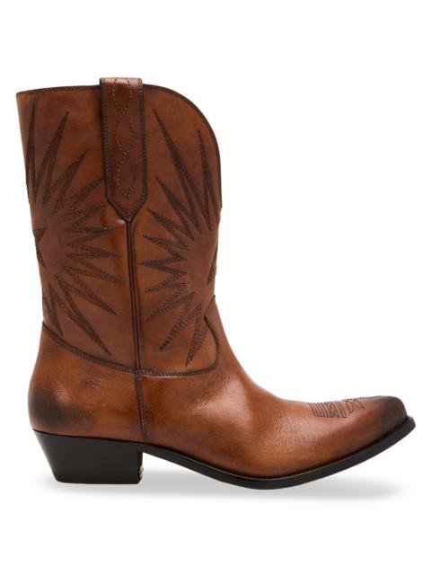 Golden Goose Men's Wish Star Leather Cowboy Boots - Tan