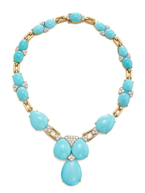 DAVID WEBB Turquoise Cluster Drop Necklace