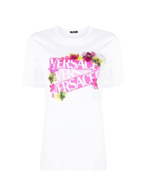 floral logo-print T-shirt